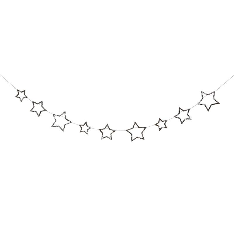 SILVER GLITTER STARS MINI GARLAND – Bonjour Fête